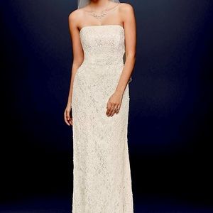 David's Bridal Lace Beaded Wedding Gown Ivory